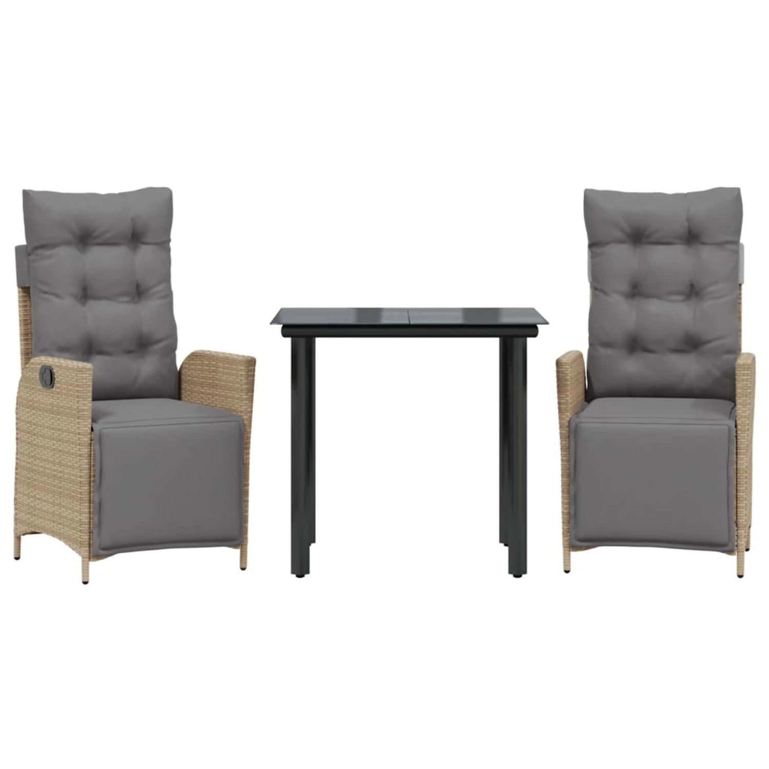 vidaXL 3-Tlg Garten-Essgruppe mit Kissen Beigemischung Poly Rattan 3213455 von VIDAXL