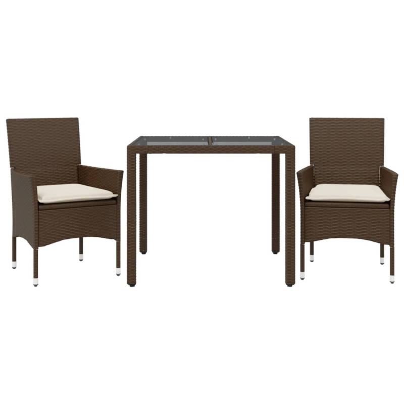 vidaXL 3-Tlg Garten-Essgruppe mit Kissen Braun Poly Rattan Glas 3278549 vidaXL 3-Tlg Garten-Essgruppe mit Kissen Braun Poly Rattan Glas 3278549 von VIDAXL