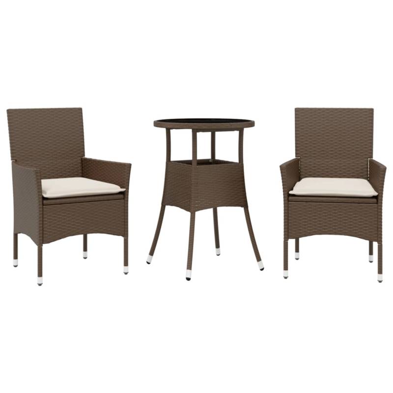 vidaXL 3-Tlg Garten-Essgruppe mit Kissen Braun Poly Rattan Glas 3278619 vidaXL 3-Tlg Garten-Essgruppe mit Kissen Braun Poly Rattan Glas 3278619 von VIDAXL