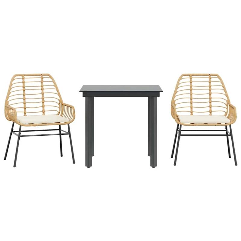 vidaXL 3-Tlg Garten-Essgruppe mit Kissen Braun Poly Rattan Glas 3334555 vidaXL 3-Tlg Garten-Essgruppe mit Kissen Braun Poly Rattan Glas 3334555 von VIDAXL