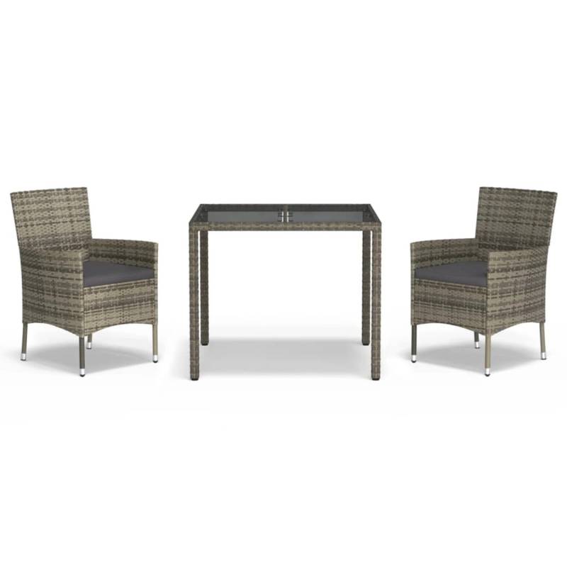 vidaXL 3-Tlg Garten-Essgruppe mit Kissen Grau Poly Rattan 3187332 vidaXL 3-Tlg Garten-Essgruppe mit Kissen Grau Poly Rattan 3187332 von VIDAXL