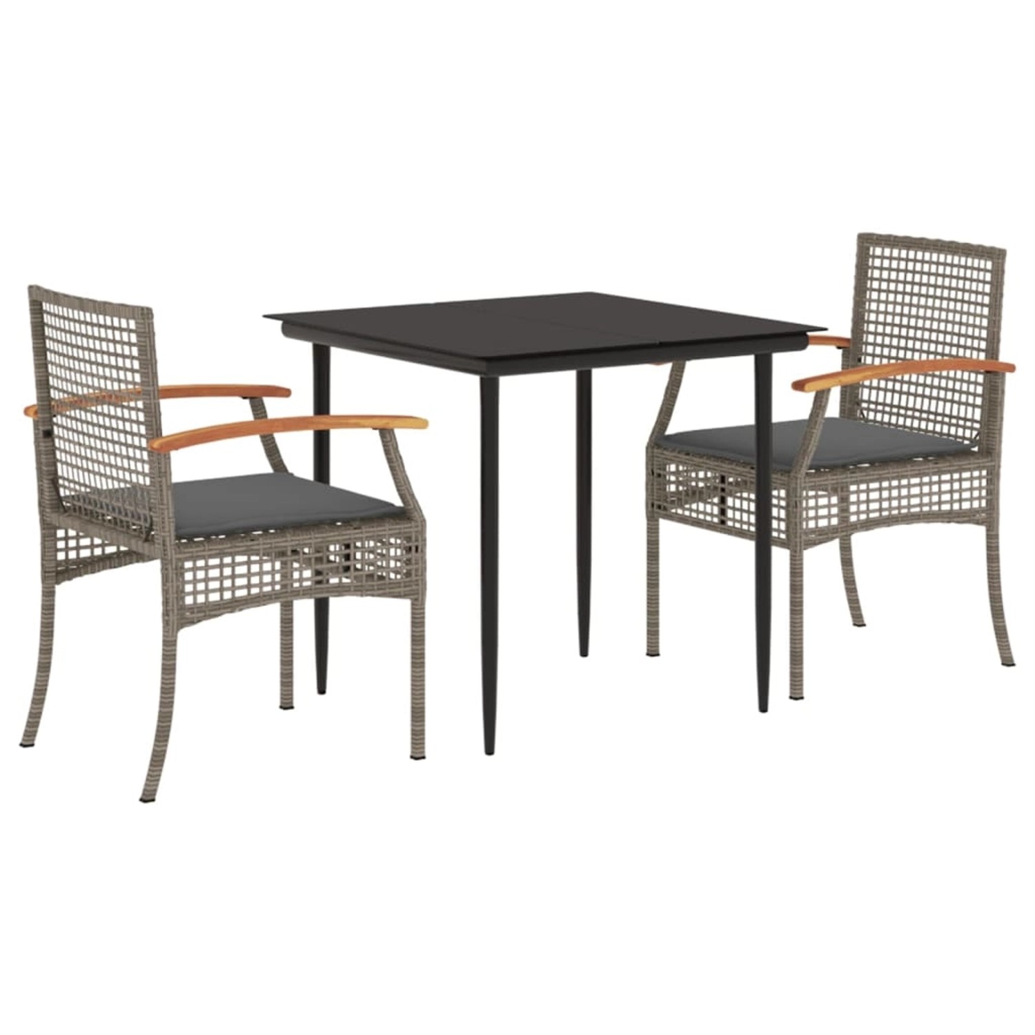 vidaXL 3-Tlg Garten-Essgruppe mit Kissen Grau Poly Rattan 3213610 vidaXL 3-Tlg Garten-Essgruppe mit Kissen Grau Poly Rattan 3213610 von VIDAXL