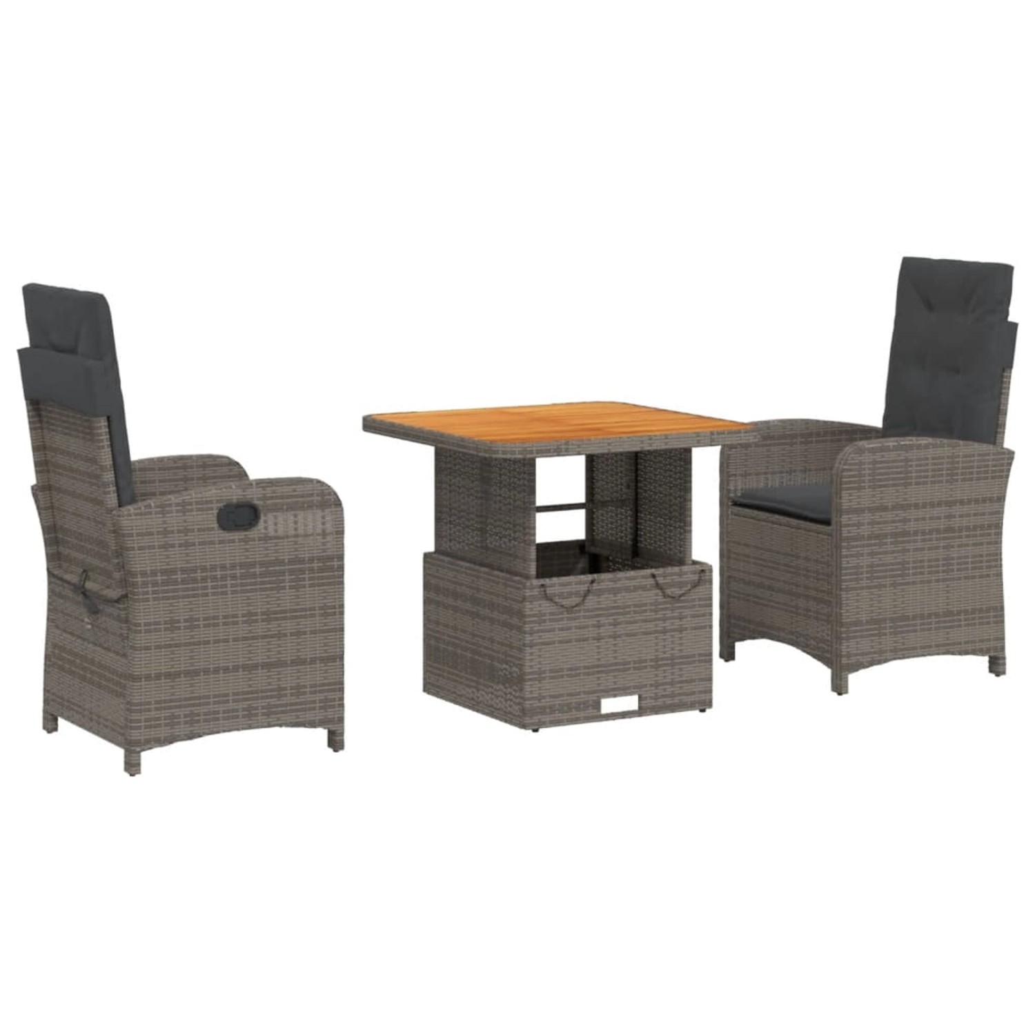 vidaXL 3-Tlg Garten-Essgruppe mit Kissen Grau Poly Rattan 3277337 vidaXL 3-Tlg Garten-Essgruppe mit Kissen Grau Poly Rattan 3277337 von VIDAXL