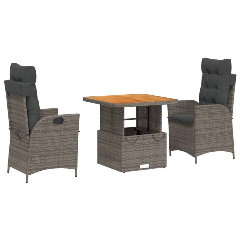 vidaXL 3-Tlg Garten-Essgruppe mit Kissen Grau Poly Rattan 3277457 vidaXL 3-Tlg Garten-Essgruppe mit Kissen Grau Poly Rattan 3277457 von VIDAXL