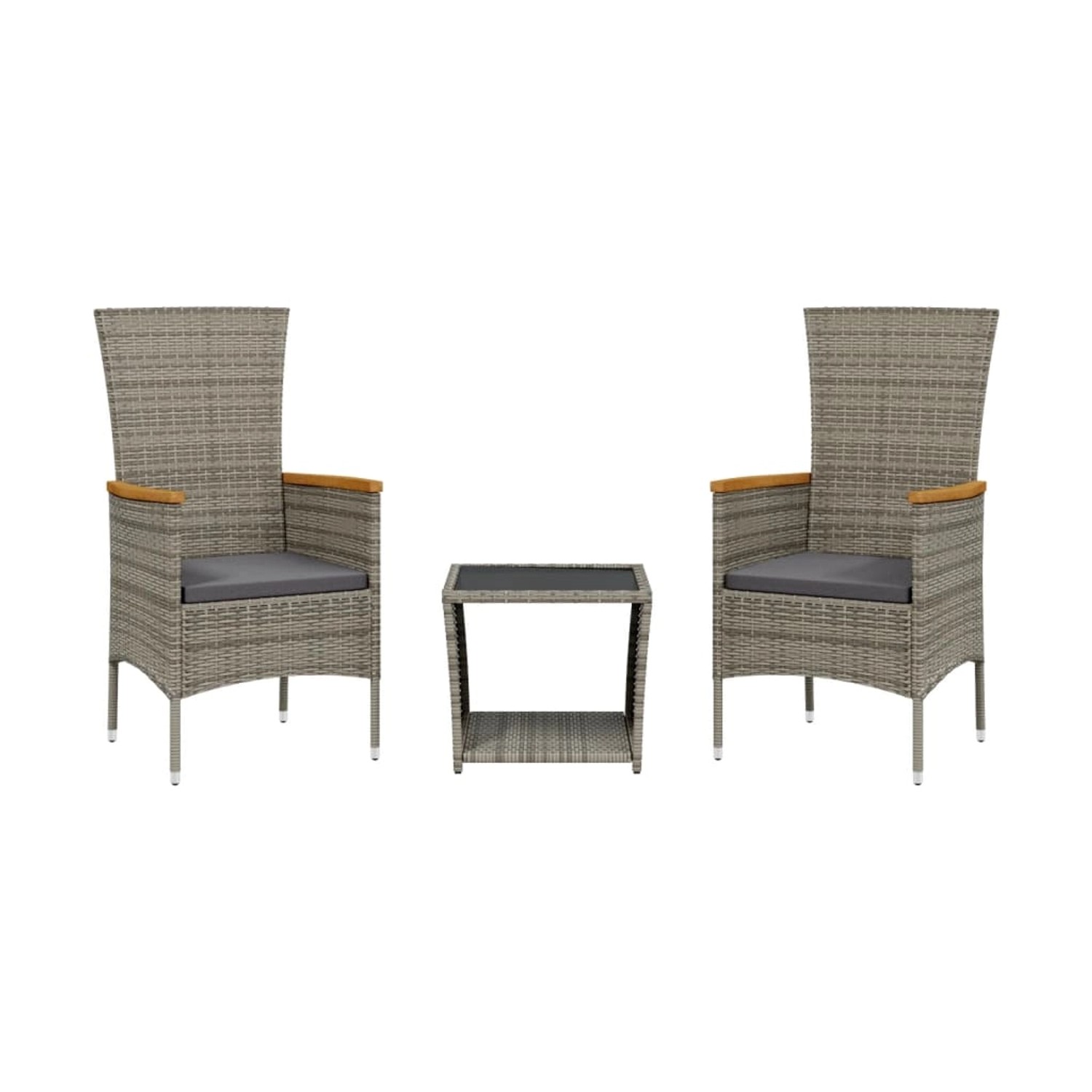 vidaXL 3-Tlg Garten-Essgruppe mit Kissen Grau Poly Rattan 3277562 vidaXL 3-Tlg Garten-Essgruppe mit Kissen Grau Poly Rattan 3277562 von VIDAXL