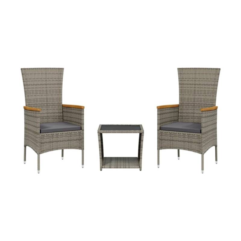 vidaXL 3-Tlg Garten-Essgruppe mit Kissen Grau Poly Rattan 3277562 vidaXL 3-Tlg Garten-Essgruppe mit Kissen Grau Poly Rattan 3277562 von VIDAXL