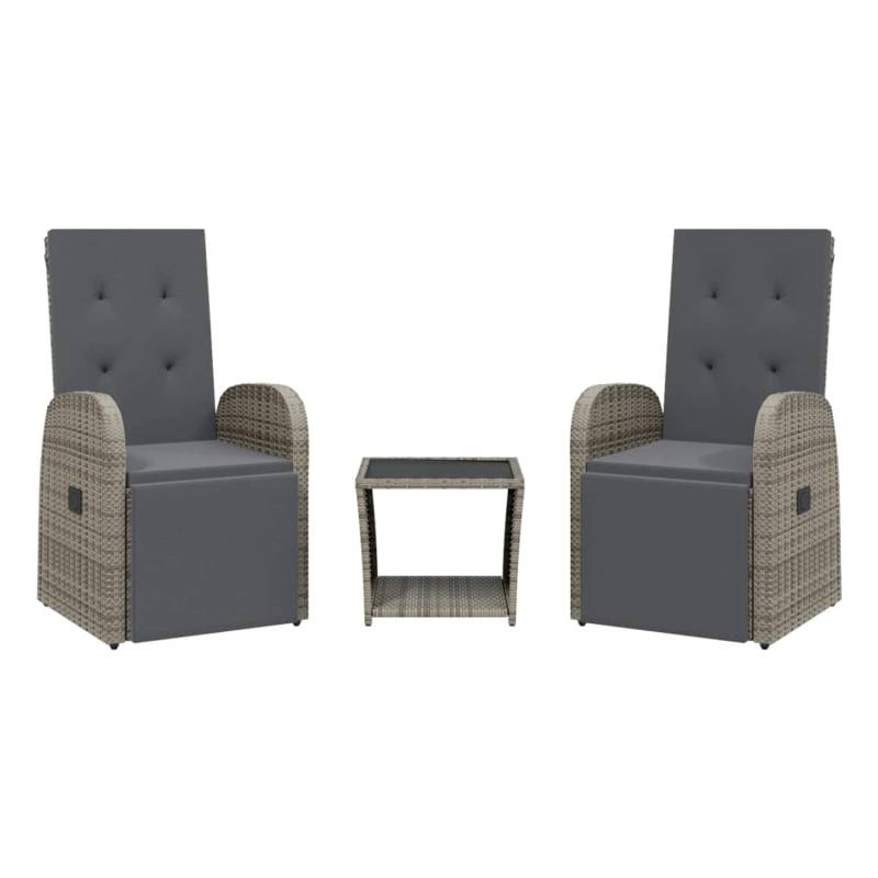 vidaXL 3-Tlg Garten-Essgruppe mit Kissen Grau Poly Rattan 3277627 vidaXL 3-Tlg Garten-Essgruppe mit Kissen Grau Poly Rattan 3277627 von VIDAXL