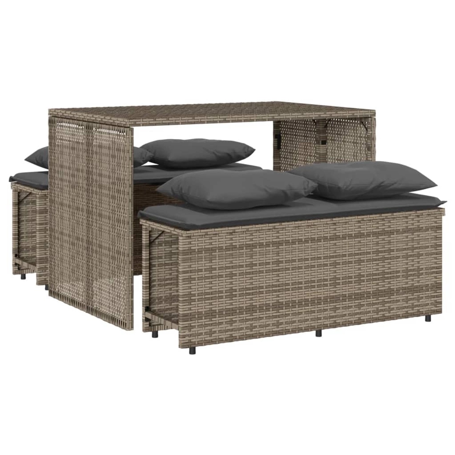 vidaXL 3-Tlg Garten-Essgruppe mit Kissen Grau Poly Rattan 4003904 vidaXL 3-Tlg Garten-Essgruppe mit Kissen Grau Poly Rattan 4003904 von VIDAXL