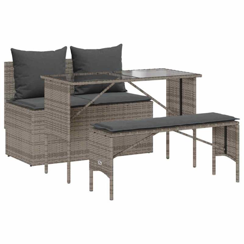 vidaXL 3-Tlg Garten-Essgruppe mit Kissen Grau Poly Rattan 4104183 vidaXL 3-Tlg Garten-Essgruppe mit Kissen Grau Poly Rattan 4104183 von VIDAXL