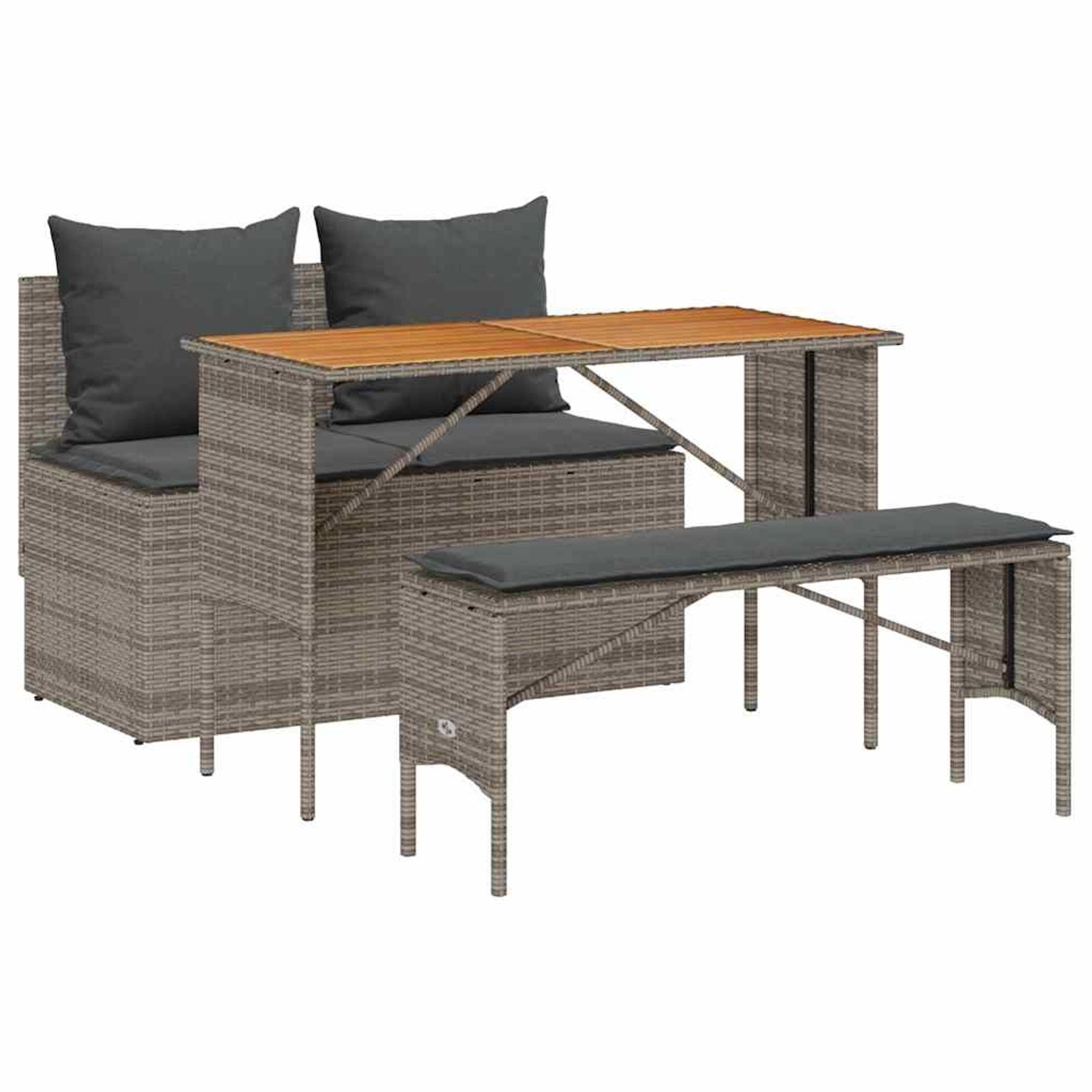 vidaXL 3-Tlg Garten-Essgruppe mit Kissen Grau Poly Rattan 4104191 vidaXL 3-Tlg Garten-Essgruppe mit Kissen Grau Poly Rattan 4104191 von VIDAXL
