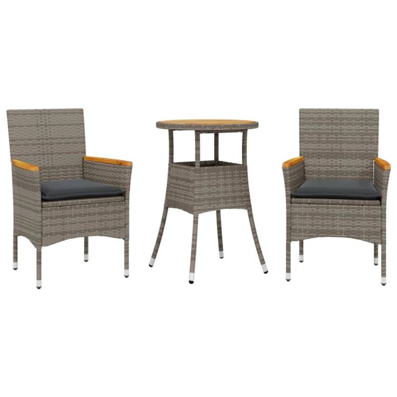 vidaXL 3-Tlg Garten-Essgruppe mit Kissen Grau Poly Rattan Akazie 3278719 vidaXL 3-Tlg Garten-Essgruppe mit Kissen Grau Poly Rattan Akazie 3278719 von VIDAXL
