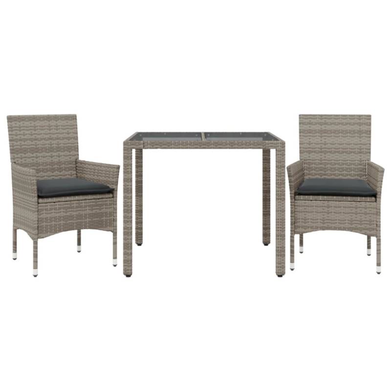 vidaXL 3-Tlg Garten-Essgruppe mit Kissen Grau Poly Rattan und Glas 3278555 vidaXL 3-Tlg Garten-Essgruppe mit Kissen Grau Poly Rattan und Glas 3278555 von VIDAXL