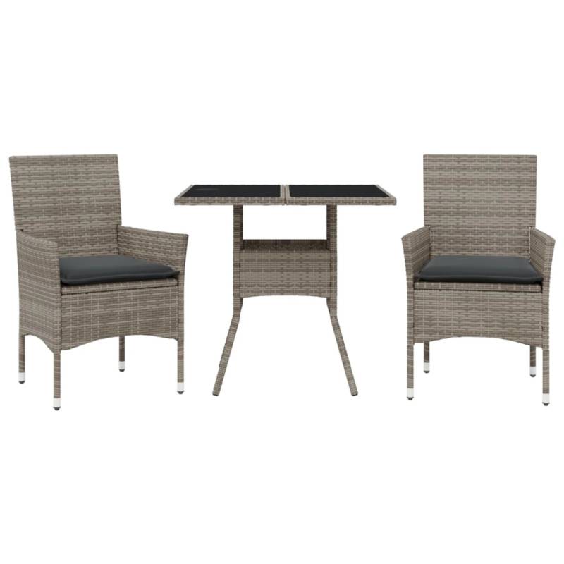 vidaXL 3-Tlg Garten-Essgruppe mit Kissen Grau Poly Rattan und Glas 3278605 vidaXL 3-Tlg Garten-Essgruppe mit Kissen Grau Poly Rattan und Glas 3278605 von VIDAXL