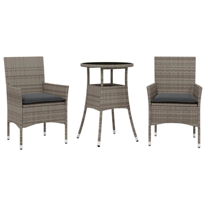vidaXL 3-Tlg Garten-Essgruppe mit Kissen Grau Poly Rattan und Glas 3278621 vidaXL 3-Tlg Garten-Essgruppe mit Kissen Grau Poly Rattan und Glas 3278621 von VIDAXL