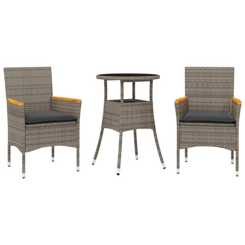 vidaXL 3-Tlg Garten-Essgruppe mit Kissen Grau Poly Rattan und Glas 3278723 vidaXL 3-Tlg Garten-Essgruppe mit Kissen Grau Poly Rattan und Glas 3278723 von VIDAXL