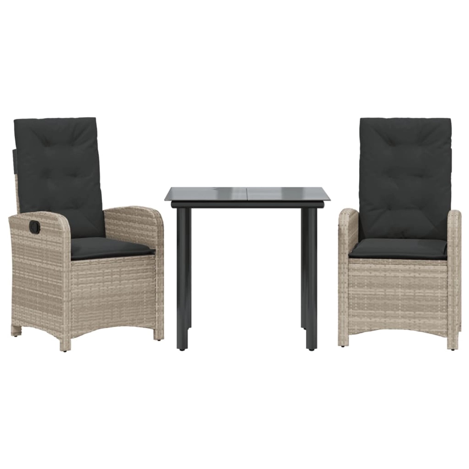 vidaXL 3-Tlg Garten-Essgruppe mit Kissen Hellgrau Poly Rattan 3212420 von VIDAXL