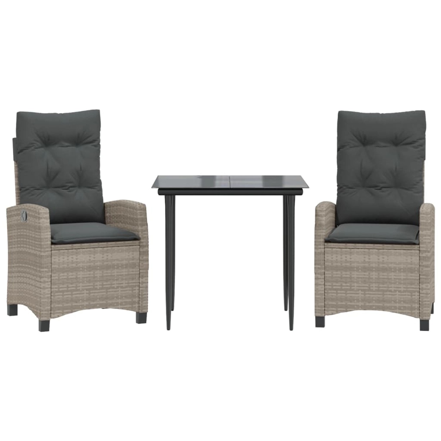 vidaXL 3-Tlg Garten-Essgruppe mit Kissen Hellgrau Poly Rattan 3212842 von VIDAXL