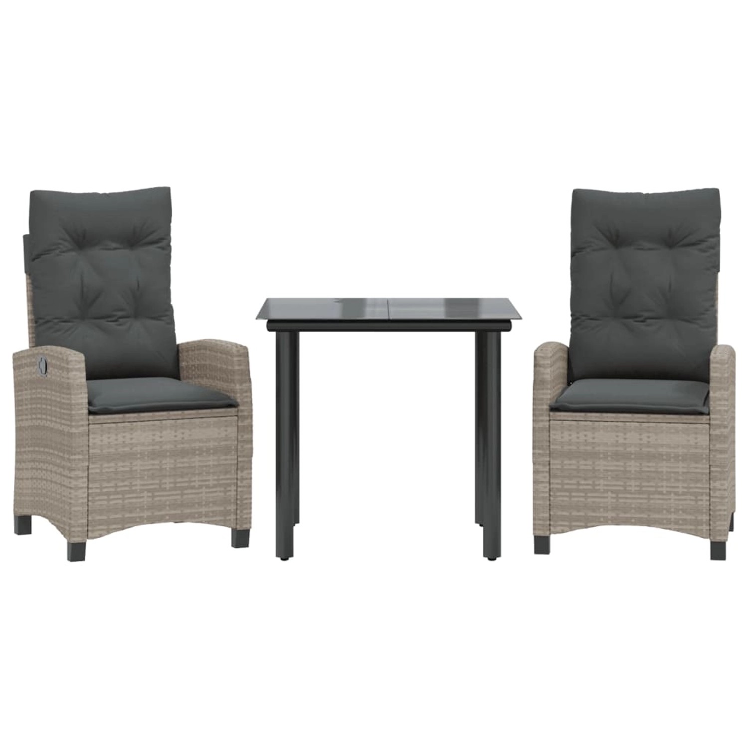 vidaXL 3-Tlg Garten-Essgruppe mit Kissen Hellgrau Poly Rattan 3212852 von VIDAXL