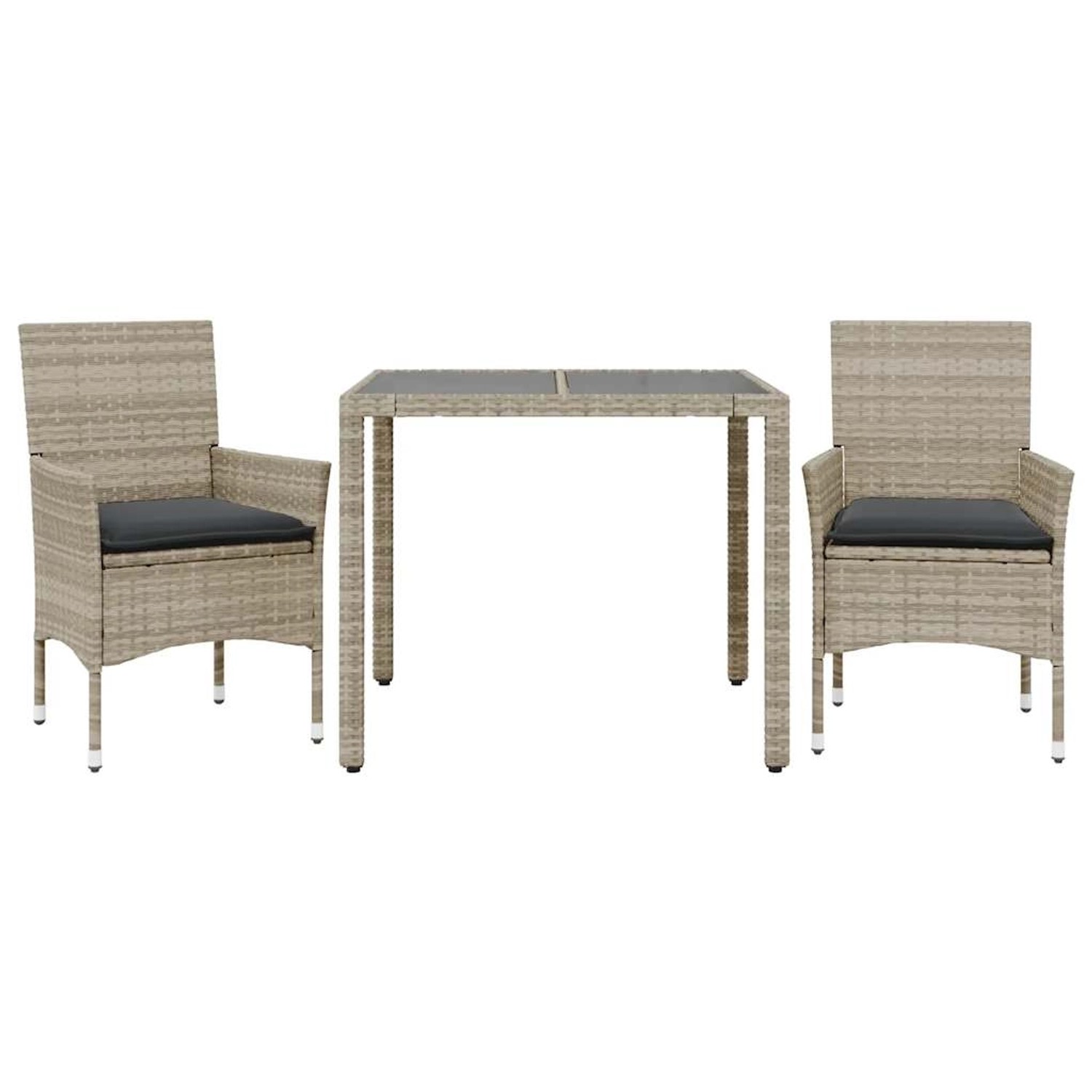 vidaXL 3-Tlg Garten-Essgruppe mit Kissen Hellgrau Poly Rattan Glas 3278573 vidaXL 3-Tlg Garten-Essgruppe mit Kissen Hellgrau Poly Rattan Glas 3278573 von VIDAXL