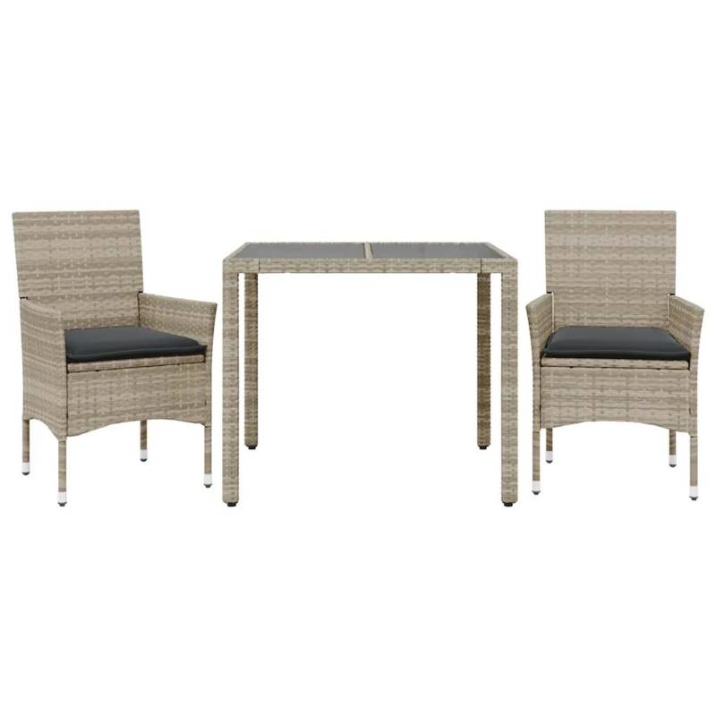 vidaXL 3-Tlg Garten-Essgruppe mit Kissen Hellgrau Poly Rattan Glas 3278573 vidaXL 3-Tlg Garten-Essgruppe mit Kissen Hellgrau Poly Rattan Glas 3278573 von VIDAXL