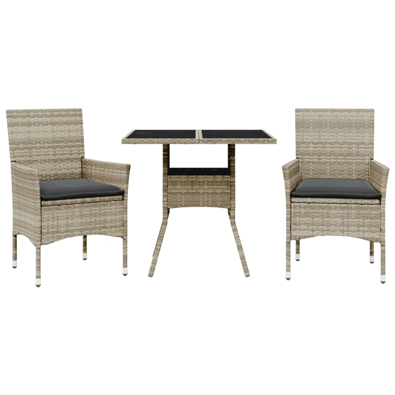 vidaXL 3-Tlg Garten-Essgruppe mit Kissen Hellgrau Poly Rattan Glas 3278611 vidaXL 3-Tlg Garten-Essgruppe mit Kissen Hellgrau Poly Rattan Glas 3278611 von VIDAXL