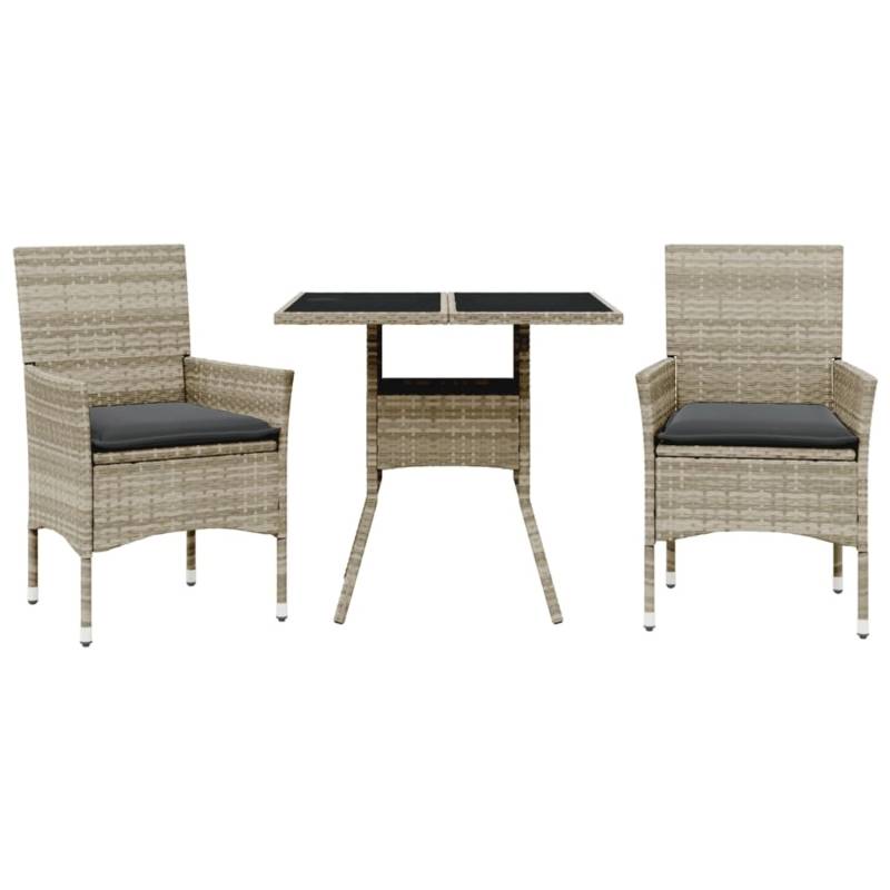 vidaXL 3-Tlg Garten-Essgruppe mit Kissen Hellgrau Poly Rattan Glas 3278611 vidaXL 3-Tlg Garten-Essgruppe mit Kissen Hellgrau Poly Rattan Glas 3278611 von VIDAXL