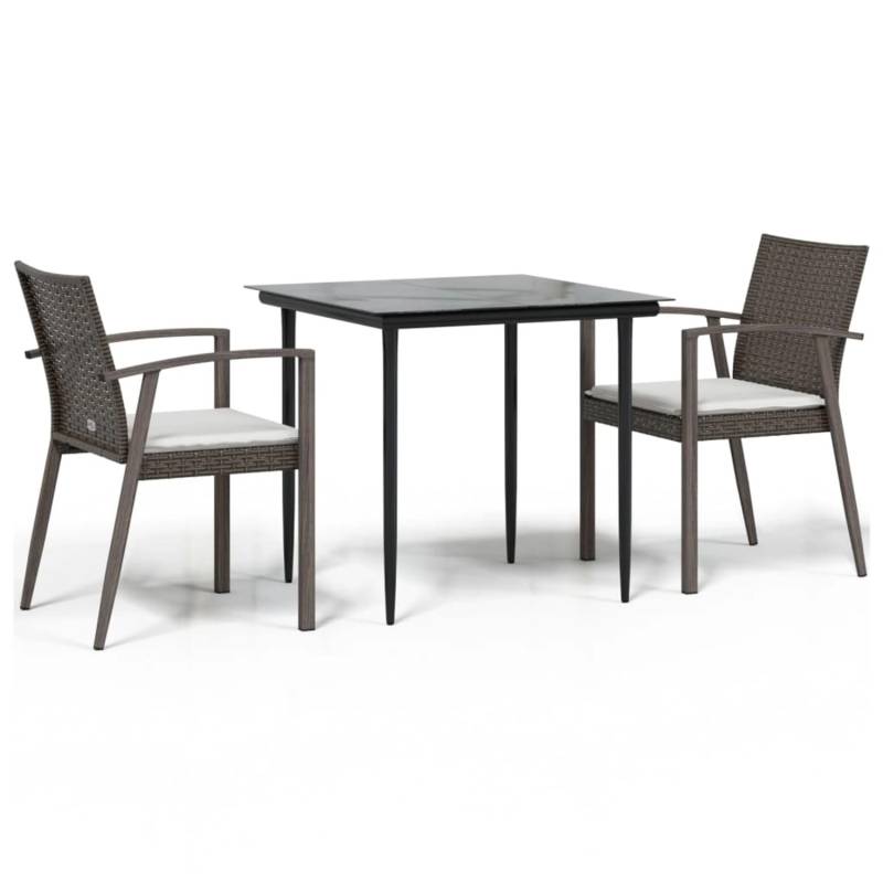 vidaXL 3-Tlg Garten-Essgruppe mit Kissen Poly Rattan und Stahl 3186969 von VIDAXL
