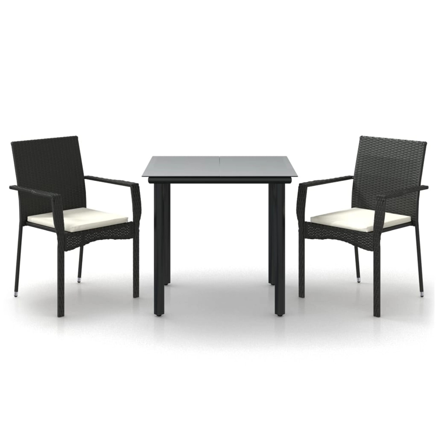 vidaXL 3-Tlg Garten-Essgruppe mit Kissen Schwarz Poly Rattan 3185131 vidaXL 3-Tlg Garten-Essgruppe mit Kissen Schwarz Poly Rattan 3185131 von VIDAXL