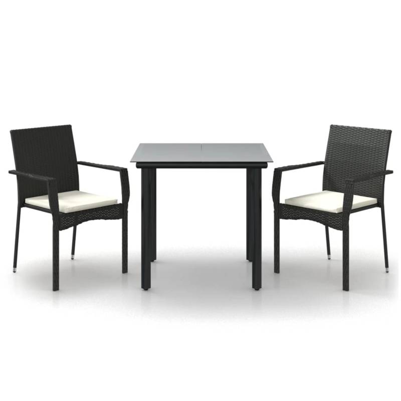 vidaXL 3-Tlg Garten-Essgruppe mit Kissen Schwarz Poly Rattan 3185131 vidaXL 3-Tlg Garten-Essgruppe mit Kissen Schwarz Poly Rattan 3185131 von VIDAXL
