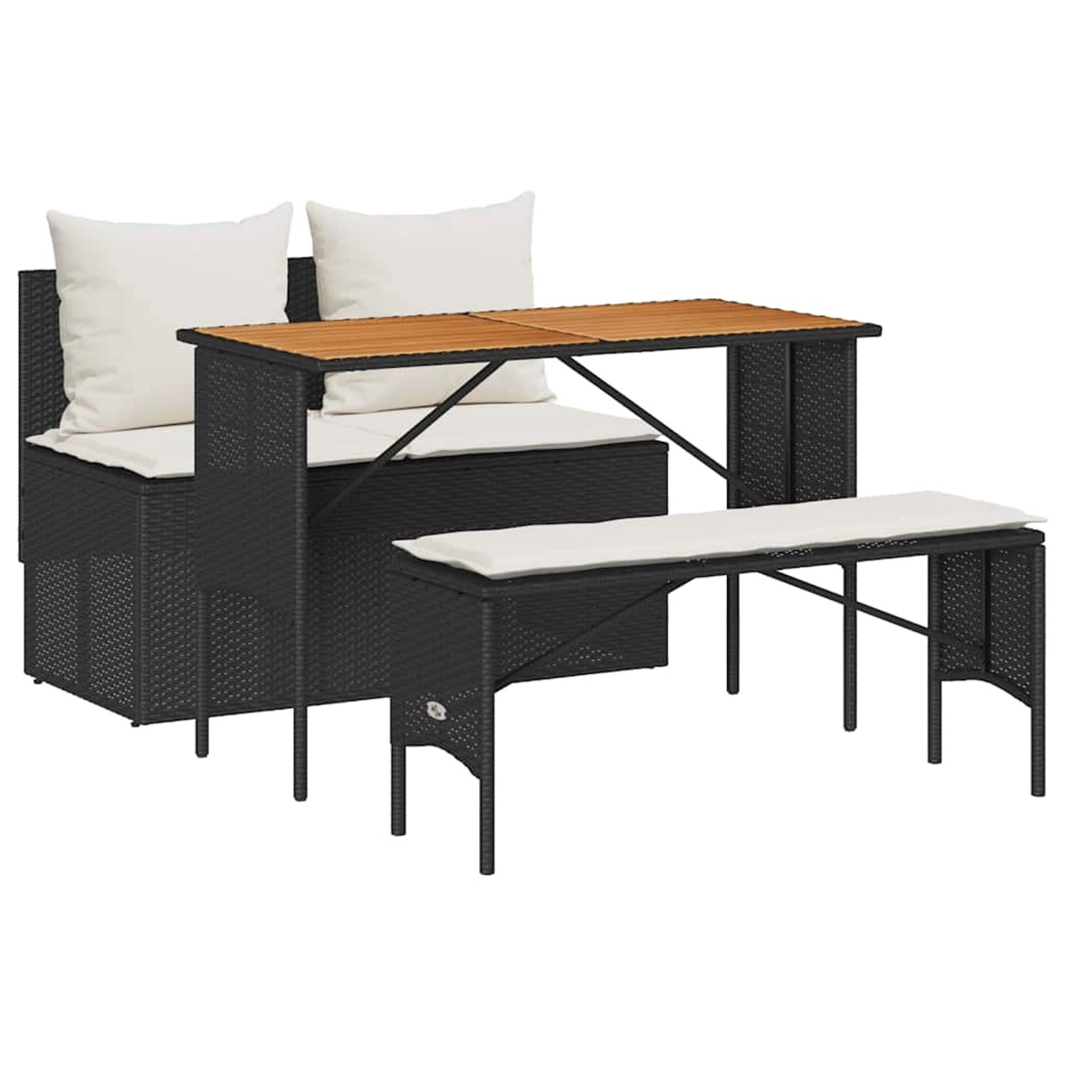 vidaXL 3-Tlg Garten-Essgruppe mit Kissen Schwarz Poly Rattan 4104190 vidaXL 3-Tlg Garten-Essgruppe mit Kissen Schwarz Poly Rattan 4104190 von VIDAXL