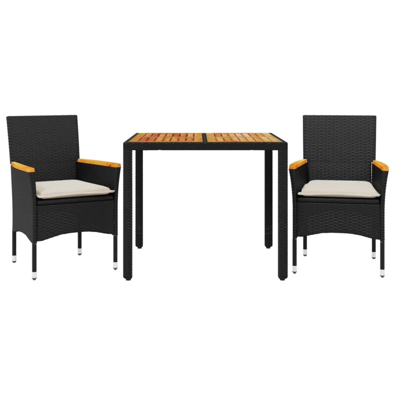 vidaXL 3-Tlg Garten-Essgruppe mit Kissen Schwarz Poly Rattan Akazie 3278627 vidaXL 3-Tlg Garten-Essgruppe mit Kissen Schwarz Poly Rattan Akazie 3278627 von VIDAXL