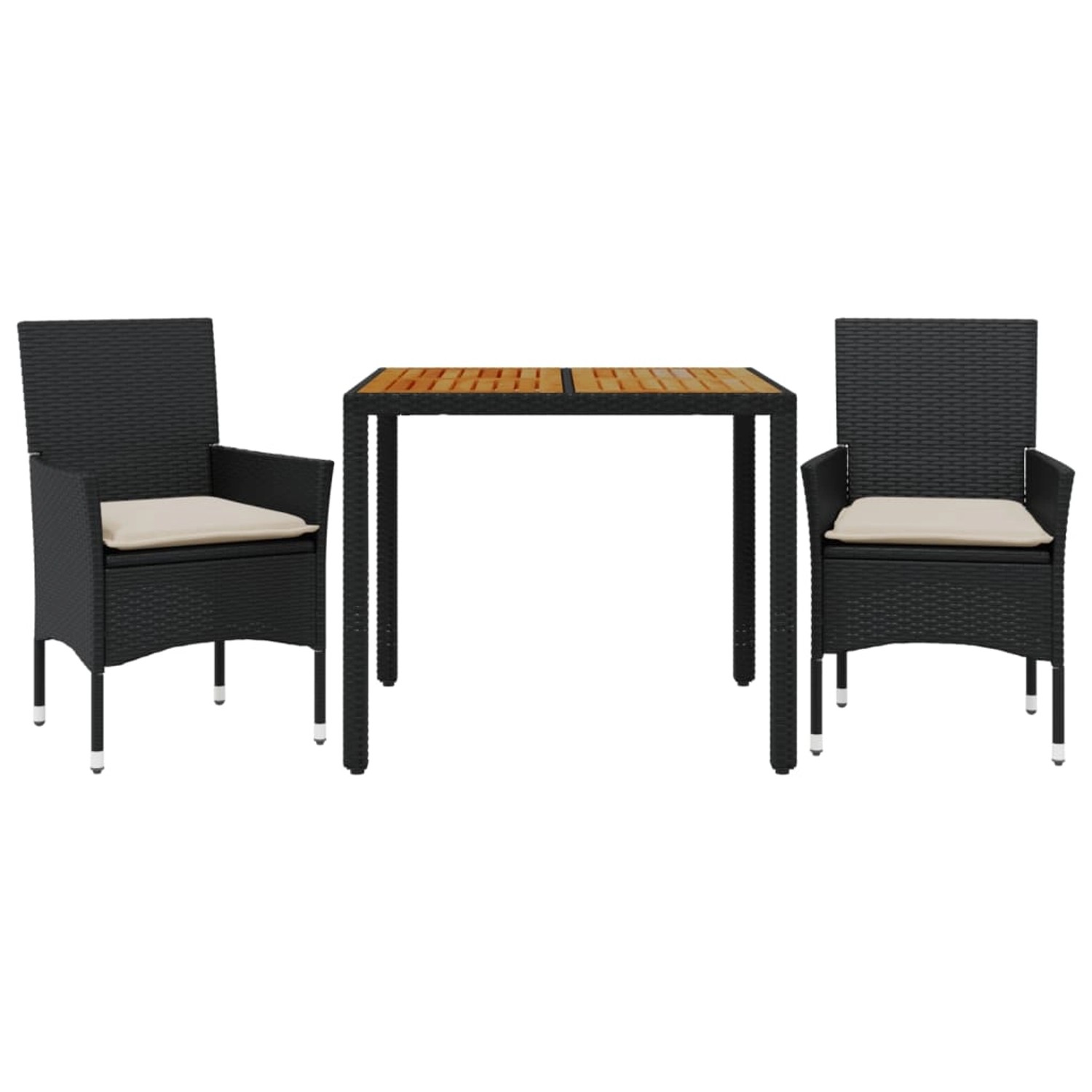 vidaXL 3-Tlg Garten-Essgruppe mit Kissen Schwarz Poly Rattan Akazie 3278663 vidaXL 3-Tlg Garten-Essgruppe mit Kissen Schwarz Poly Rattan Akazie 3278663 von VIDAXL
