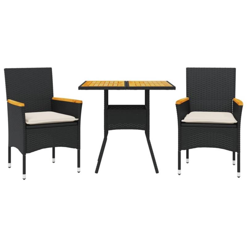 vidaXL 3-Tlg Garten-Essgruppe mit Kissen Schwarz Poly Rattan Akazie 3278697 vidaXL 3-Tlg Garten-Essgruppe mit Kissen Schwarz Poly Rattan Akazie 3278697 von VIDAXL