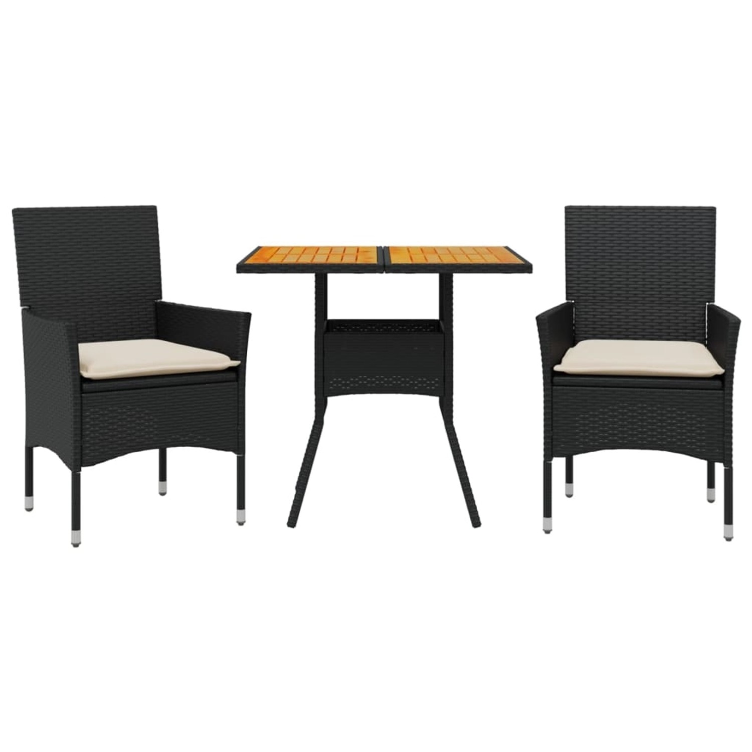 vidaXL 3-Tlg Garten-Essgruppe mit Kissen Schwarz Poly Rattan Akazie 3278709 vidaXL 3-Tlg Garten-Essgruppe mit Kissen Schwarz Poly Rattan Akazie 3278709 von VIDAXL