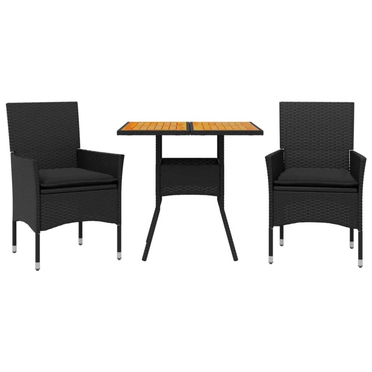 vidaXL 3-Tlg Garten-Essgruppe mit Kissen Schwarz Poly Rattan Akazie 3278711 vidaXL 3-Tlg Garten-Essgruppe mit Kissen Schwarz Poly Rattan Akazie 3278711 von VIDAXL