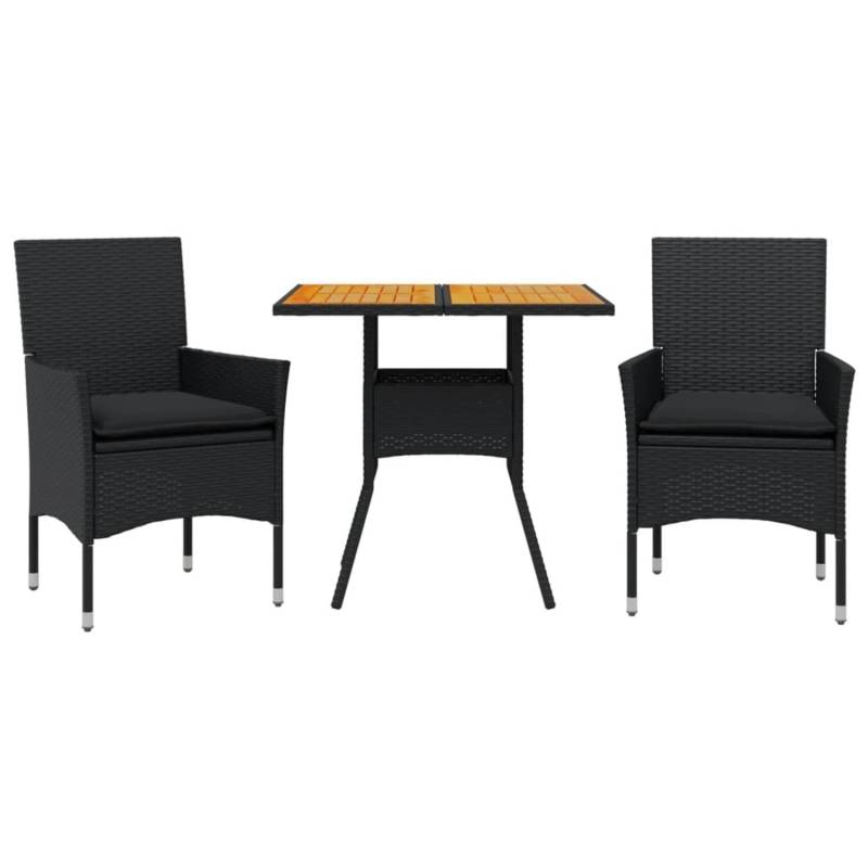 vidaXL 3-Tlg Garten-Essgruppe mit Kissen Schwarz Poly Rattan Akazie 3278711 vidaXL 3-Tlg Garten-Essgruppe mit Kissen Schwarz Poly Rattan Akazie 3278711 von VIDAXL