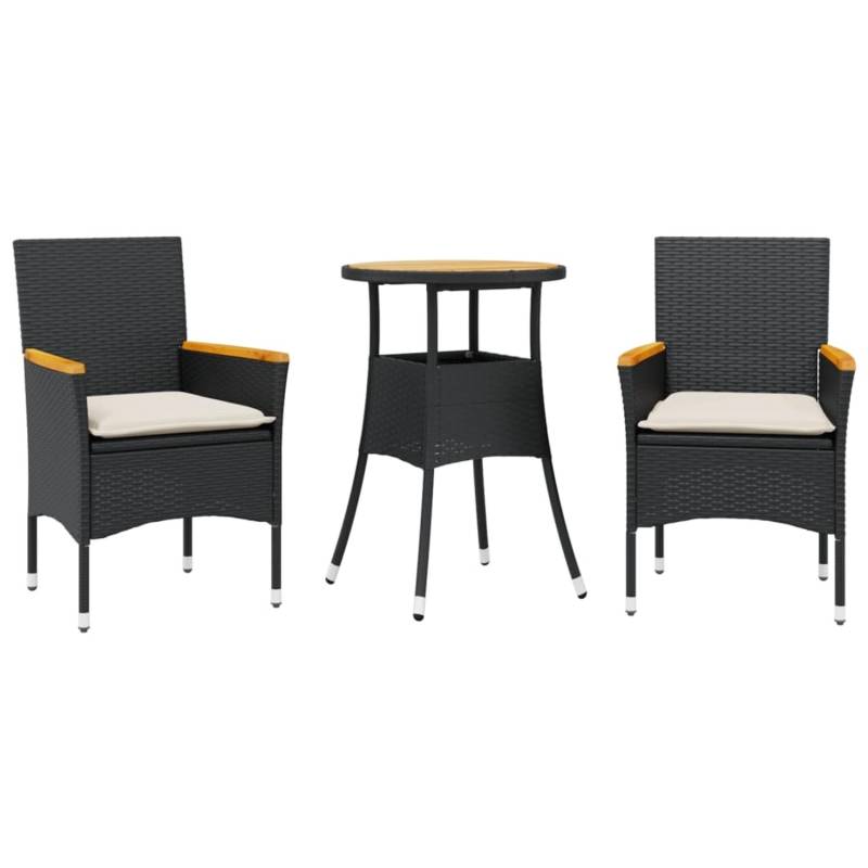 vidaXL 3-Tlg Garten-Essgruppe mit Kissen Schwarz Poly Rattan Akazie 3278717 vidaXL 3-Tlg Garten-Essgruppe mit Kissen Schwarz Poly Rattan Akazie 3278717 von VIDAXL