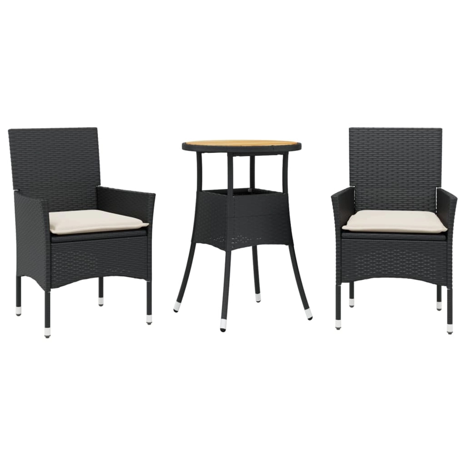 vidaXL 3-Tlg Garten-Essgruppe mit Kissen Schwarz Poly Rattan Akazie 3278727 vidaXL 3-Tlg Garten-Essgruppe mit Kissen Schwarz Poly Rattan Akazie 3278727 von VIDAXL