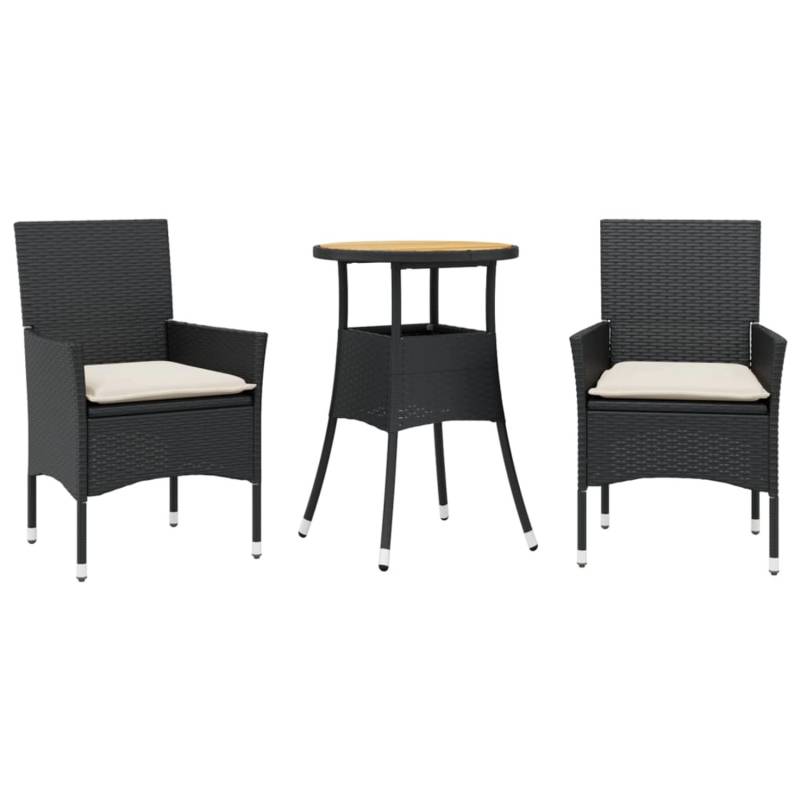 vidaXL 3-Tlg Garten-Essgruppe mit Kissen Schwarz Poly Rattan Akazie 3278727 vidaXL 3-Tlg Garten-Essgruppe mit Kissen Schwarz Poly Rattan Akazie 3278727 von VIDAXL