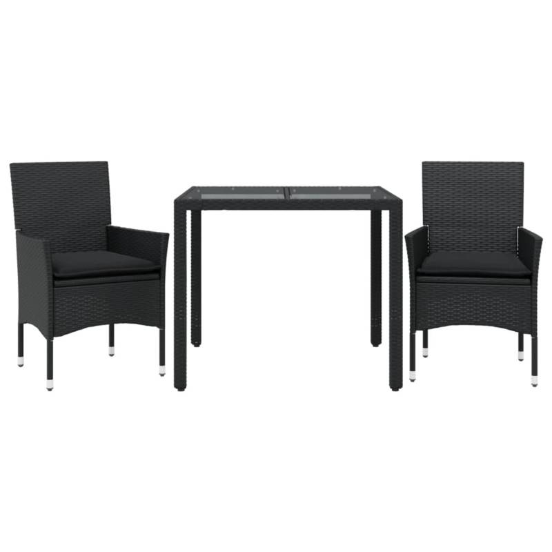 vidaXL 3-Tlg Garten-Essgruppe mit Kissen Schwarz Poly Rattan Glas 3278543 vidaXL 3-Tlg Garten-Essgruppe mit Kissen Schwarz Poly Rattan Glas 3278543 von VIDAXL