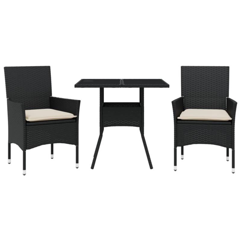vidaXL 3-Tlg Garten-Essgruppe mit Kissen Schwarz Poly Rattan Glas 3278599 vidaXL 3-Tlg Garten-Essgruppe mit Kissen Schwarz Poly Rattan Glas 3278599 von VIDAXL