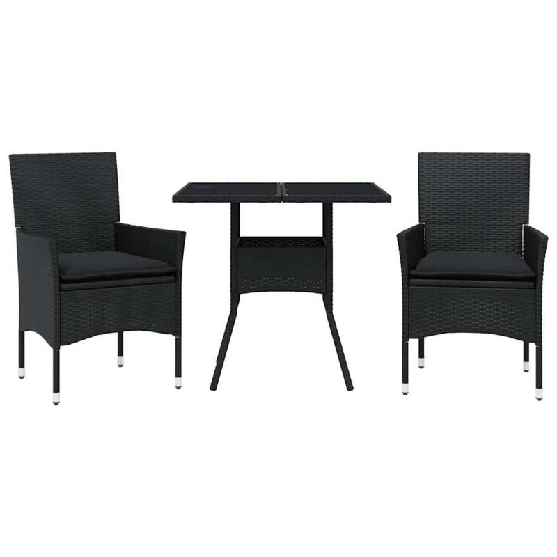 vidaXL 3-Tlg Garten-Essgruppe mit Kissen Schwarz Poly Rattan Glas 3278601 vidaXL 3-Tlg Garten-Essgruppe mit Kissen Schwarz Poly Rattan Glas 3278601 von VIDAXL