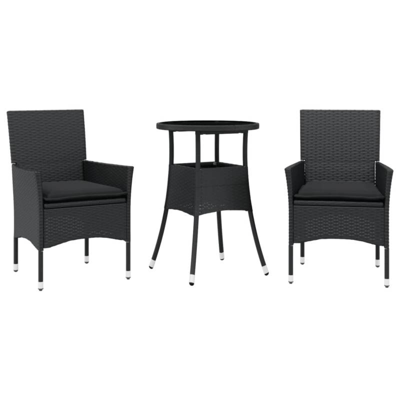 vidaXL 3-Tlg Garten-Essgruppe mit Kissen Schwarz Poly Rattan Glas 3278617 vidaXL 3-Tlg Garten-Essgruppe mit Kissen Schwarz Poly Rattan Glas 3278617 von VIDAXL