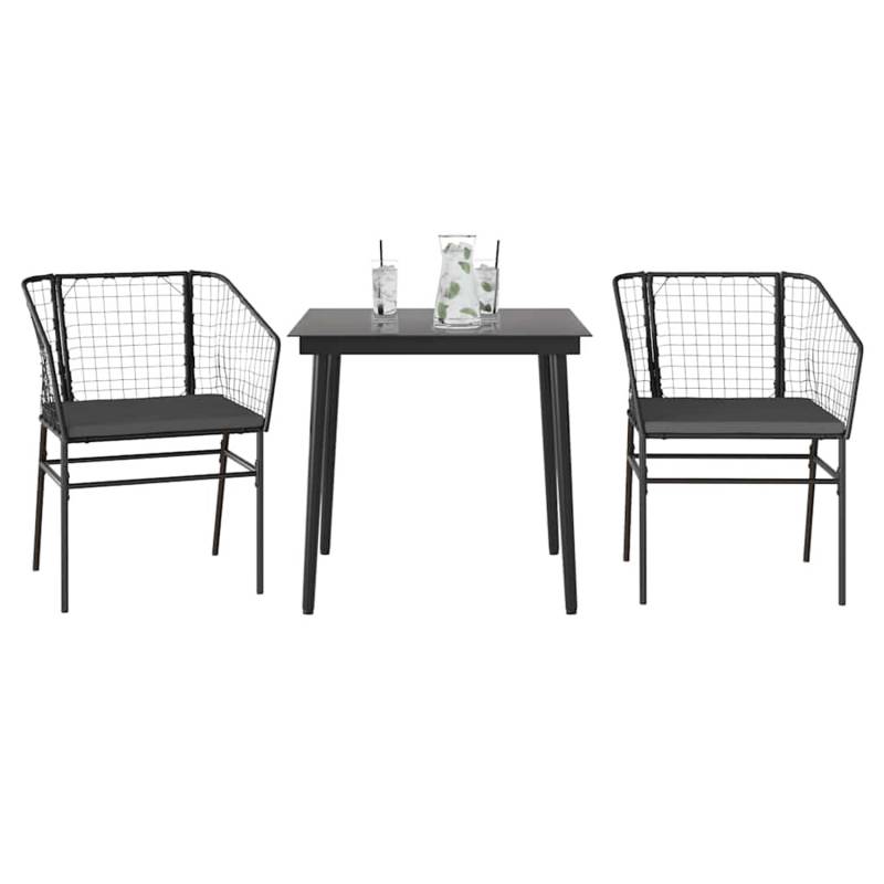 vidaXL 3-Tlg Garten-Essgruppe mit Kissen Schwarz Poly Rattan Glas 3334499 vidaXL 3-Tlg Garten-Essgruppe mit Kissen Schwarz Poly Rattan Glas 3334499 von VIDAXL