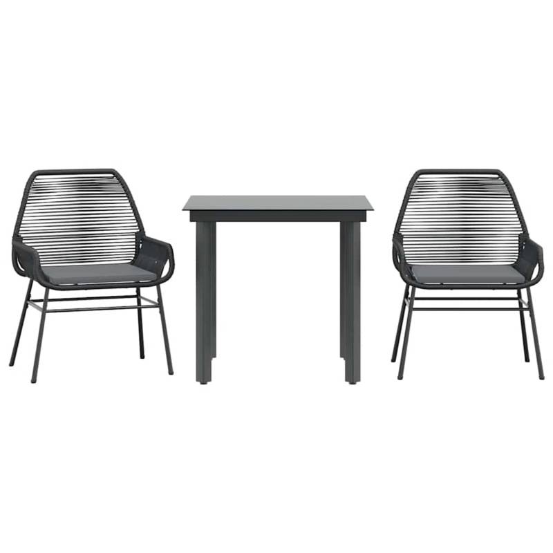 vidaXL 3-Tlg Garten-Essgruppe mit Kissen Schwarz Poly Rattan Glas 3334562 von VIDAXL