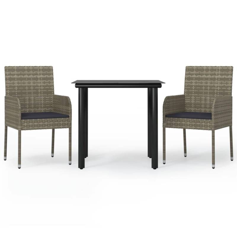 vidaXL 3-Tlg Garten-Essgruppe mit Kissen Schwarz und Grau Poly Rattan 3185161 vidaXL 3-Tlg Garten-Essgruppe mit Kissen Schwarz und Grau Poly Rattan 3185161 von VIDAXL
