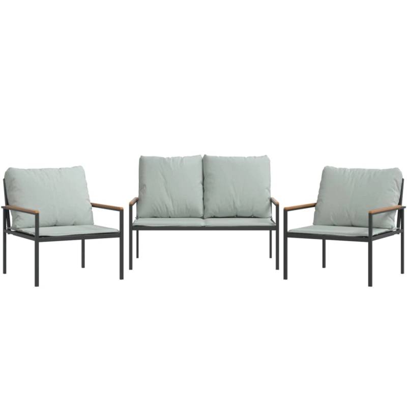 vidaXL 3-Tlg Garten-Lounge-Set mit Kissen Anthrazit Stahl 364110 von VIDAXL