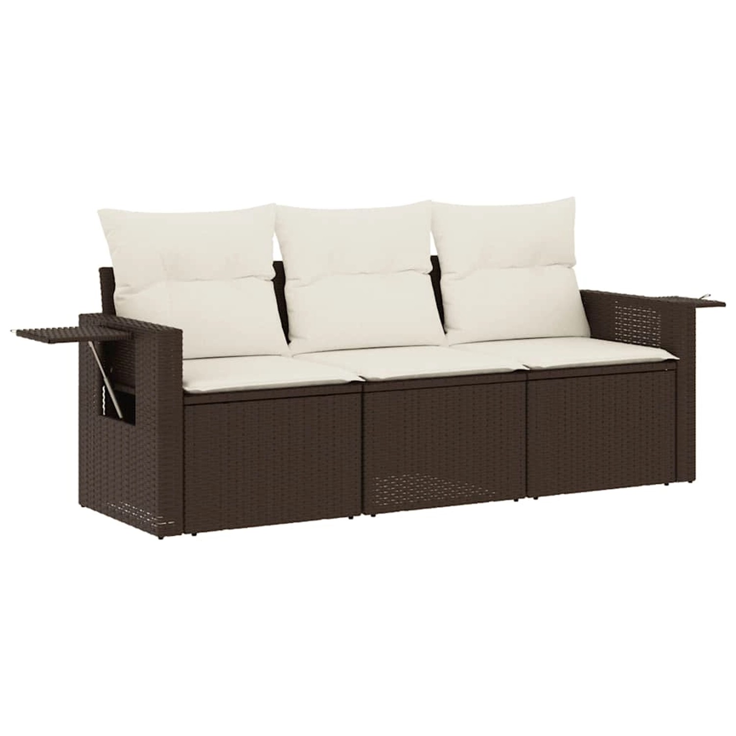 vidaXL 3-Tlg Garten-Sofagarnitur mit Kissen Braun Poly Rattan 3252200 von VIDAXL
