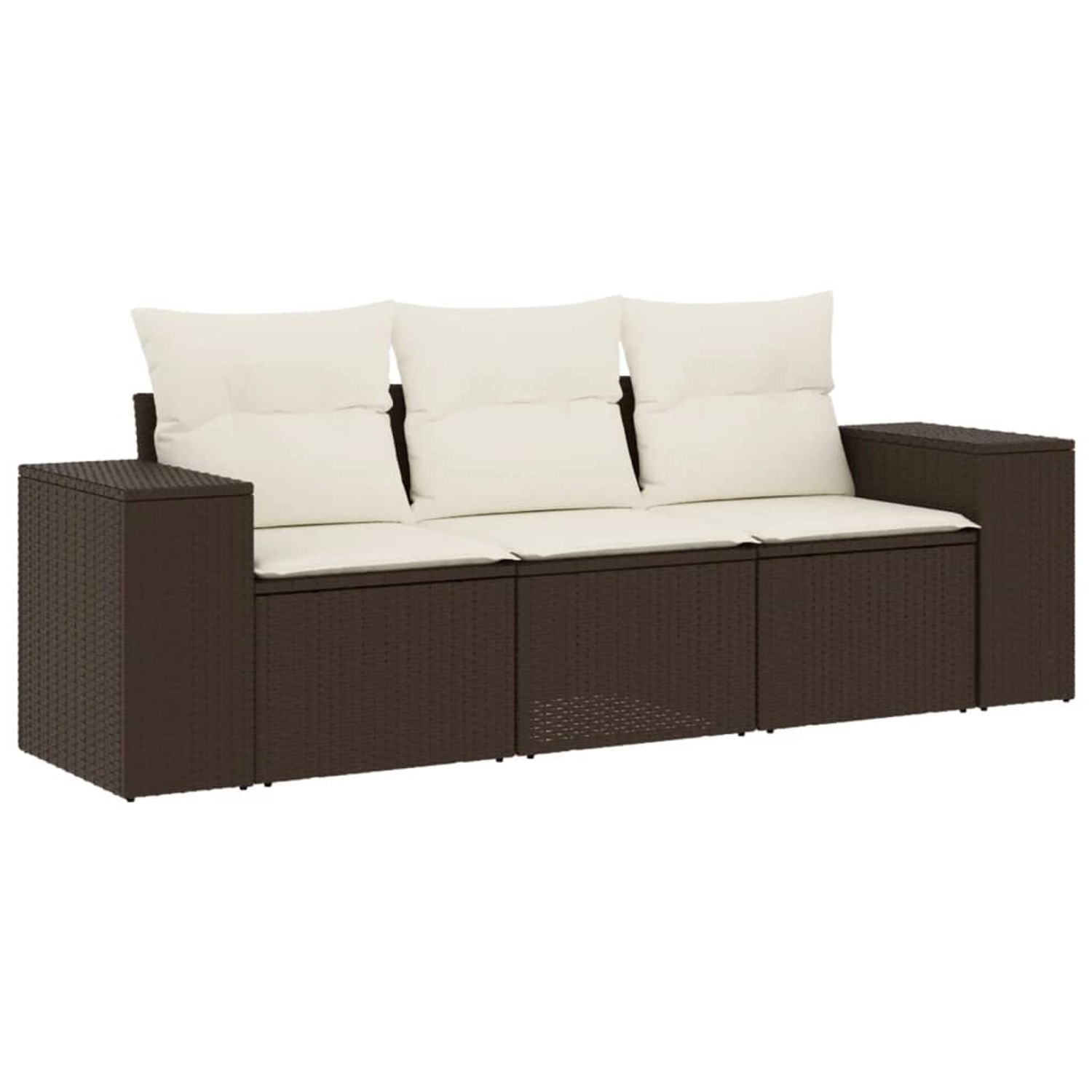 vidaXL 3-Tlg Garten-Sofagarnitur mit Kissen Braun Poly Rattan 3254600 von VIDAXL