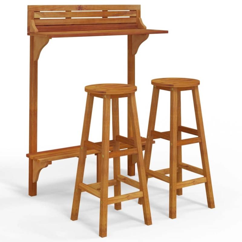 vidaXL 3-tlg Balkonbar-Set Massivholz Akazie von VIDAXL